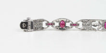 Load image into Gallery viewer, Vintage Ladies Diamonds Rubies 14K White Gold Bracelet