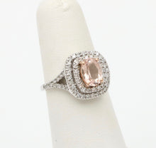 Load image into Gallery viewer, Vintage Morganite Diamonds 10K White Gold Ring