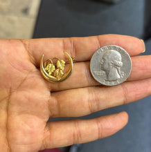 Load image into Gallery viewer, Antique Art Nouveau 10K Gold Leaf & Crescent Moon Pin. Antique Brooch.