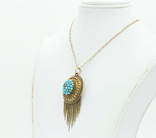 Load image into Gallery viewer, Victorian 14K 10K Yellow Gold Turquoise Diamond Chain Pendant
