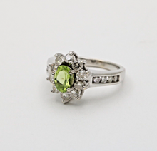 Load image into Gallery viewer, Vintage Peridot Diamonds14K White Gold Cocktail Ring