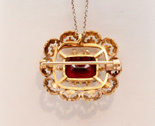 Load image into Gallery viewer, Pristine Victorian Garnet Pearls 14K Yellow Gold Brooch Pin Pendant