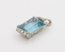Load image into Gallery viewer, Vintage Aquamarine Diamonds 14K White Gold Pendant