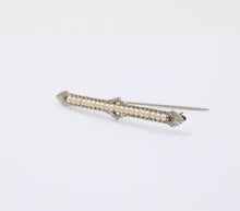 Load image into Gallery viewer, Antique 10K White Gold Art Deco Pearl Bar Brooch, Pin