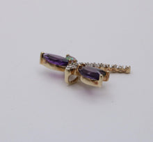 Load image into Gallery viewer, Vintage 10K Yellow Gold Dragonfly Diamond Pendant, Necklace