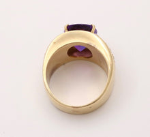Load image into Gallery viewer, Vintage Amethyst Diamonds 18K Yellow Gold Cocktail Ring