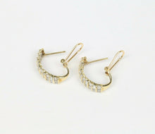Load image into Gallery viewer, Vintage 10K Yellow Gold Diamond Hoop Earrings