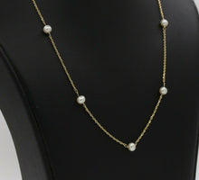 Load image into Gallery viewer, Vintage 14K Yellow Gold Pearl Station Necklace
