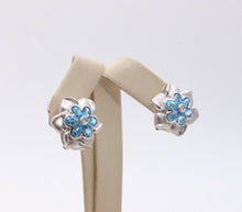 Load image into Gallery viewer, Lovely Vintage Summer 14K White Gold Topaz Diamonds Earrings