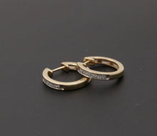 Load image into Gallery viewer, Vintage Ladies Diamonds 14K Yellow White Gold Huggie Earrings