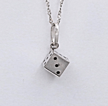 Load image into Gallery viewer, Vintage Dice 14K White Gold Unisex Pendant Charm