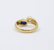 Load image into Gallery viewer, Vintage 18K Yellow Gold Diamond and Sapphire Bypass Ring