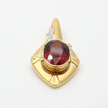 Load image into Gallery viewer, Vintage Funky 18K Gold Certified Large Spessartite Garnet & Diamond Pendant