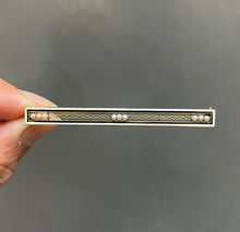 Load image into Gallery viewer, Antique Art Deco 14K Yellow Gold White & Black Enamel Seed Pearl Bar Pin Brooch