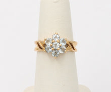 Load image into Gallery viewer, Pretty Vintage Estate Floral Aquamarine Ring Band, Stacking Ring.
