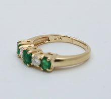 Load image into Gallery viewer, Vintage 14K Yellow Gold Emerald & Diamond Band