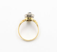 Load image into Gallery viewer, Edwardian Blue Sapphire Diamonds Yellow White Gold Ring
