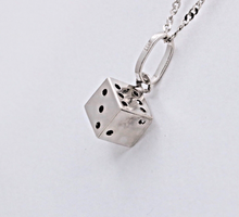 Load image into Gallery viewer, Vintage Dice 14K White Gold Unisex Pendant Charm