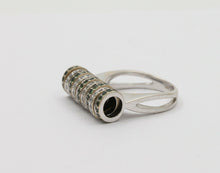 Load image into Gallery viewer, Sonia B 18K White Gold Interactive Diamonds and Green Garnet Movable Ring Band.