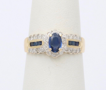 Load image into Gallery viewer, Vintage 14KYellow Gold Sapphire and Diamond Ring, Engagement Ring
