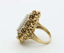 Load image into Gallery viewer, Large Vintage Ladies Opal Diamonds 14K Yellow Gold Statement Ring