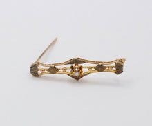 Load image into Gallery viewer, Victorian 10K Diamond Rose Yellow Gold Brooch Pin