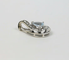 Load image into Gallery viewer, Vintage 14K White Gold Aquamarine Diamond Tear Drop Pendant