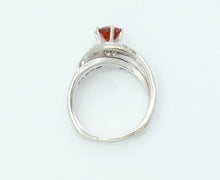 Load image into Gallery viewer, Vintage Ladies Spessartite Garnet Diamonds 18K White Gold Ring