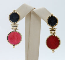 Load image into Gallery viewer, Italian 18K Yellow Gold Art Glass Portrait Cherub Dangle Earrings