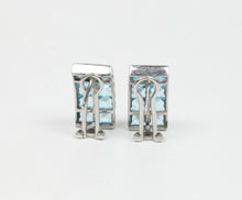 Load image into Gallery viewer, Vintage 18K White Gold Blue Topaz Huggies