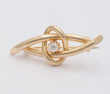 Load image into Gallery viewer, Vintage 14K Rolled Gold Old European Cut Diamond Brooch, Antique Pin