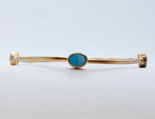 Load image into Gallery viewer, Vintage Ladies Turquoise 925 Gold Vermeil Bangle Bracelet