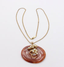 Load image into Gallery viewer, Vintage 14K Yellow Gold Large Sardonyx Pearl Pendant