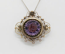 Load image into Gallery viewer, Victorian 14K Yellow Gold Amethyst Pendant Brooch