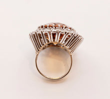Load image into Gallery viewer, Vintage Statement Ring with Citrine Diamonds 14K White Gold