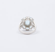 Load image into Gallery viewer, Vintage 18K White Gold Aquamarine and Diamond Ring