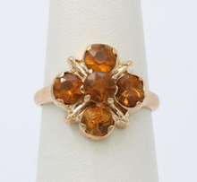 Load image into Gallery viewer, Vintage 14K Yellow Gold Citrine Flower Ring, Cocktail Ring