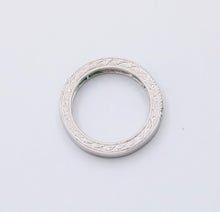 Load image into Gallery viewer, Gorgeous 14K White Gold Emerald & Diamond Half Eternity Ring Band, Wedding Band.
