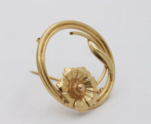 Load image into Gallery viewer, Vintage 14K Yellow Gold Floral Circle Brooch