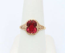 Load image into Gallery viewer, Edwardian Ladies 14K Yellow Gold Synthetic Ruby Ring