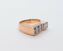 Load image into Gallery viewer, English Diamonds Sapphires 18K Yellow Gold Unisex Ring