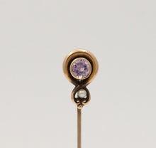 Load image into Gallery viewer, Victorian 14K Yellow Gold Amethyst Pearl Stick Pin