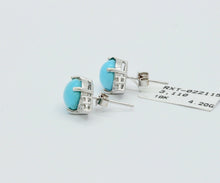 Load image into Gallery viewer, Ladies 18K White Gold Turquoise Diamonds Earrings