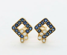 Load image into Gallery viewer, Mauboussin Paris Vintage 18K Yellow Gold Sapphire Diamond Earrings
