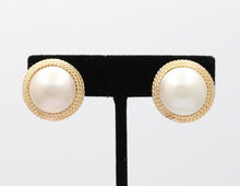 Load image into Gallery viewer, Vintage 14K Yellow Gold Large 16 mm Mabe Pearl Earrings.