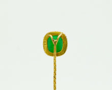 Load image into Gallery viewer, Vintage 18K Yellow Gold Rope Filagree Natural Jade Stick Pin