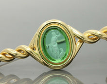 Load image into Gallery viewer, Vintage Italian 18K Yellow Gold Glass Intaglio Pink Sapphire Brooch