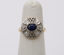 Load image into Gallery viewer, Art Deco Sapphire Diamond 14K White Yellow Gold Ring