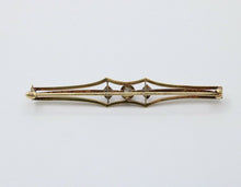 Load image into Gallery viewer, Antique Art Deco 14K Two Tone Gold Old Mine Cut Diamond Bar Pin.