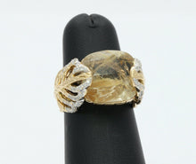 Load image into Gallery viewer, Vintage John Hardy Rutilated Quartz Diamonds Leaf Ring